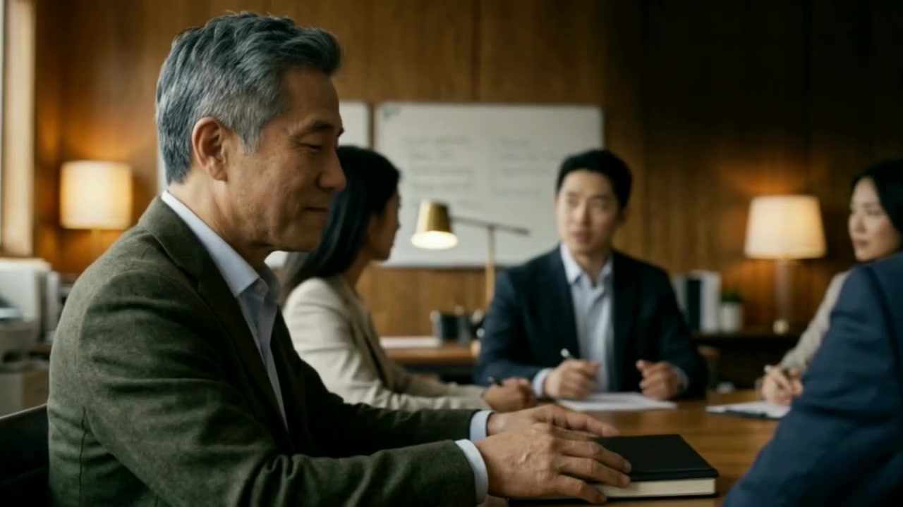 Agents and clients sharing the film's final moments of earned success